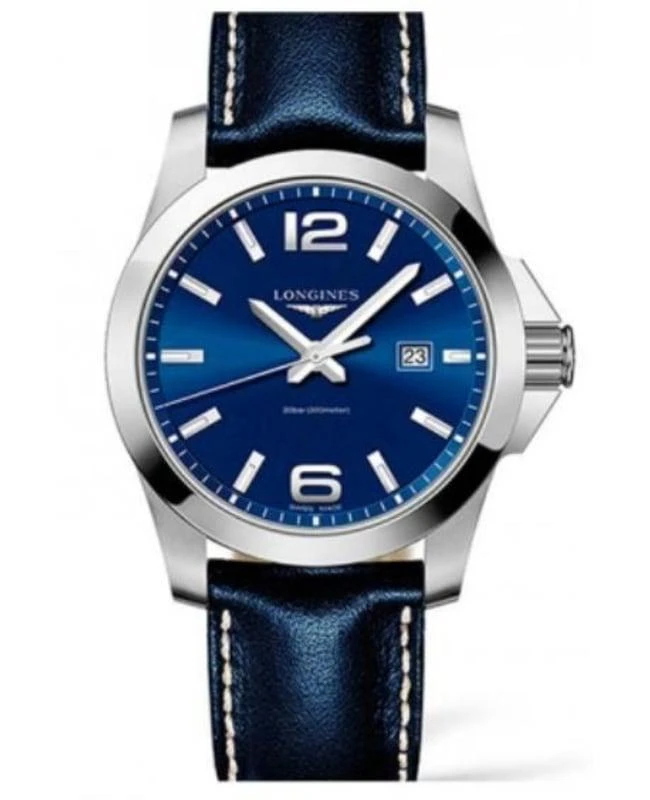 商品Longines|Longines Conquest Quartz Blue Dial Leather Strap Men's Watch L3.760.4.96.0,价格¥5293,第1张图片