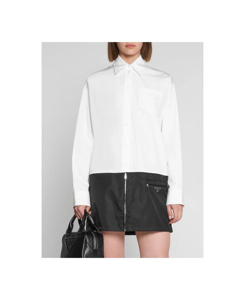 商品Prada|Cotton And Re-nylon Shirt Dress,价格¥9803,第2张图片详细描述