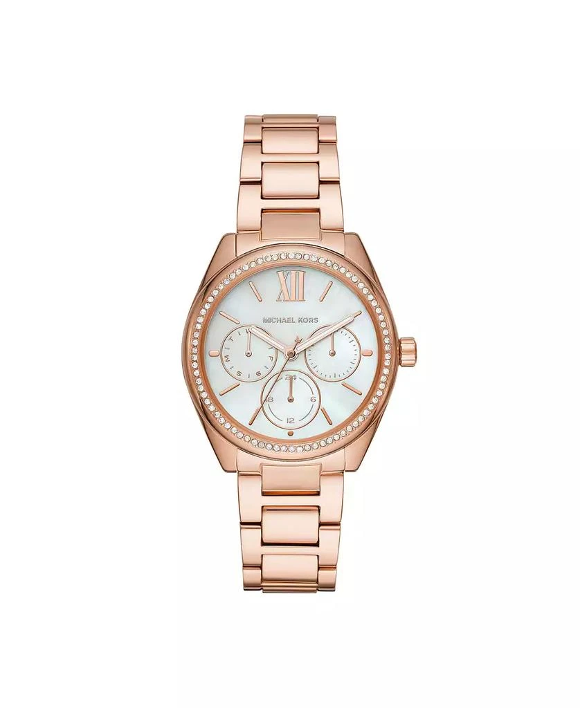 商品Michael Kors|Women's Janelle Multifunction Rose Gold-Tone Stainless Steel Bracelet Watch 36mm MK7095,价格¥949,第1张图片