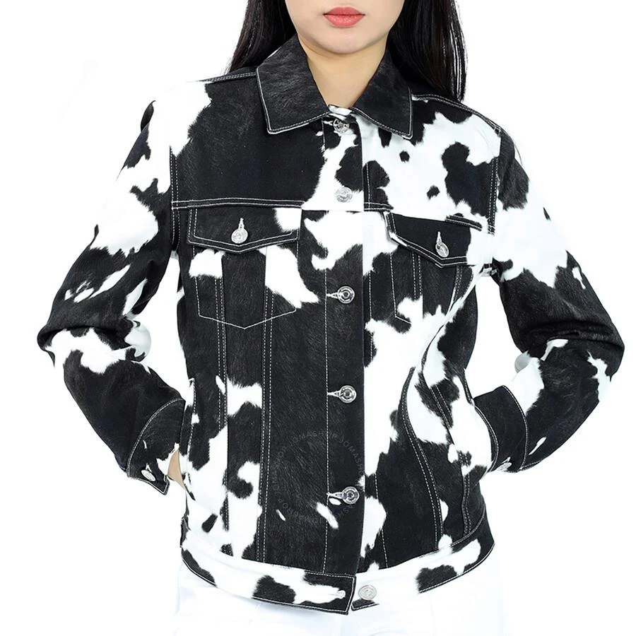 商品Burberry|Black Pattern Prestwick Cow Print Denim Jacket,价格¥1822,第1张图片