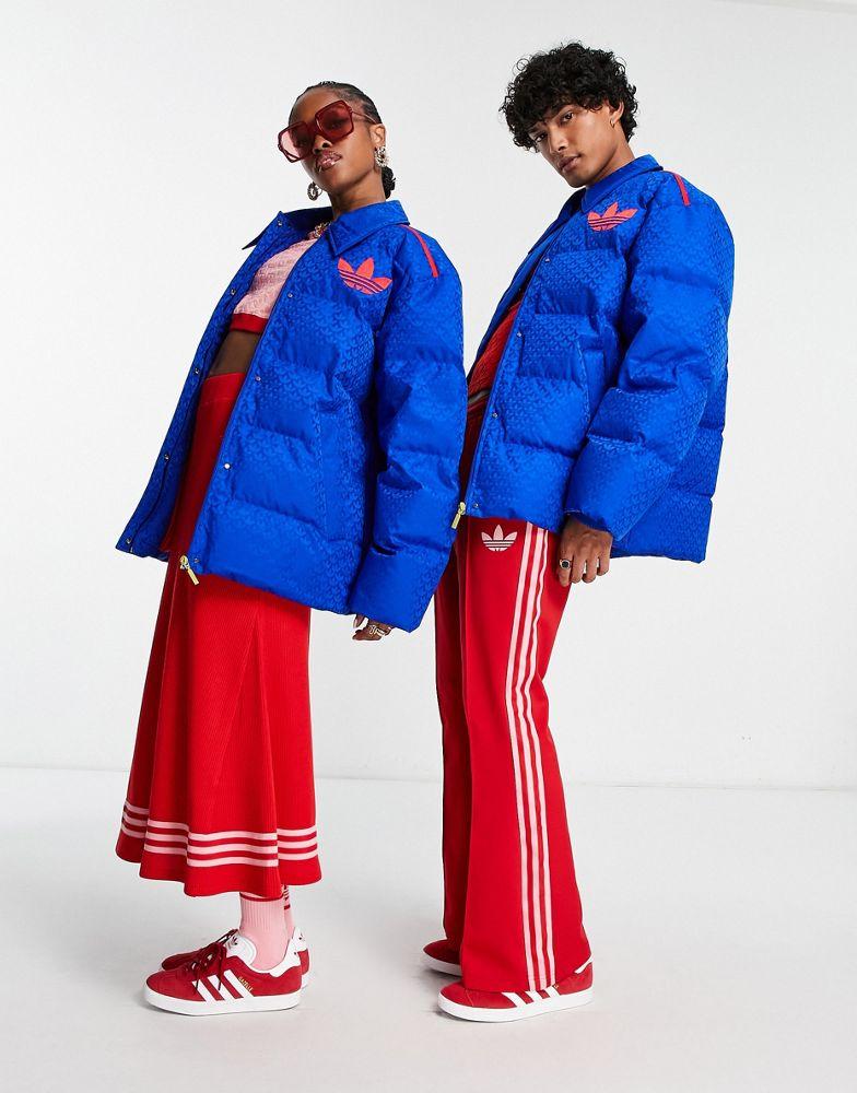 adidas Originals 'adicolor 70s' unisex monogram puffer in blue商品第4张图片规格展示