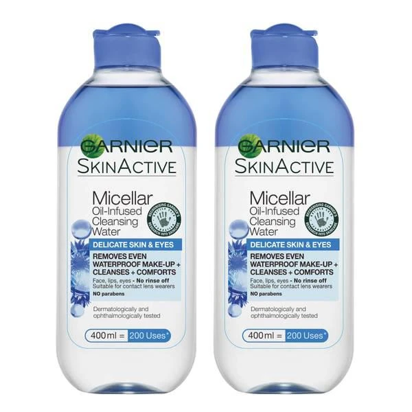 商品Garnier|Garnier Micellar Water Facial Cleanser Delicate Skin and Eyes 400ml Duo Pack,价格¥106,第1张图片