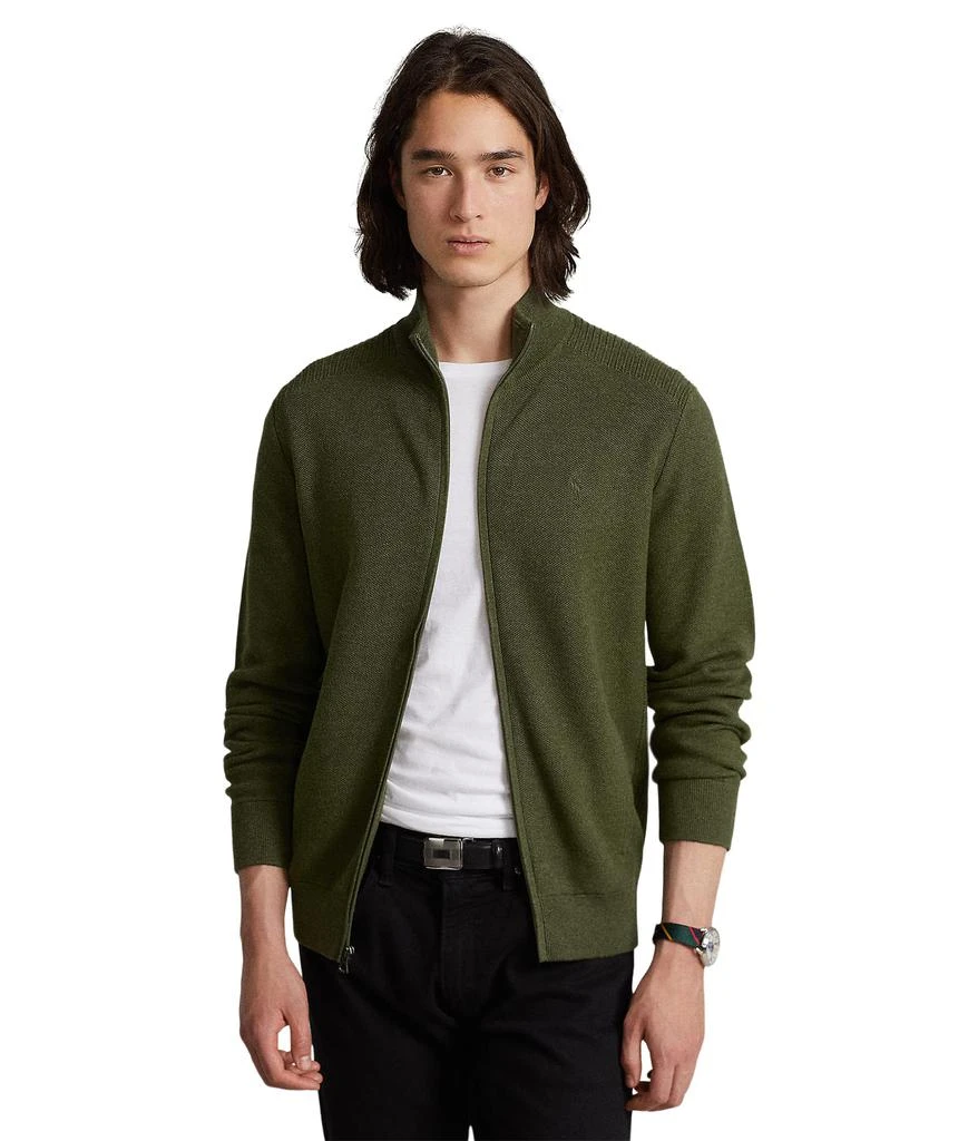 商品Ralph Lauren|Mesh-Knit Cotton Full Zip Sweater,价格¥1185,第1张图片