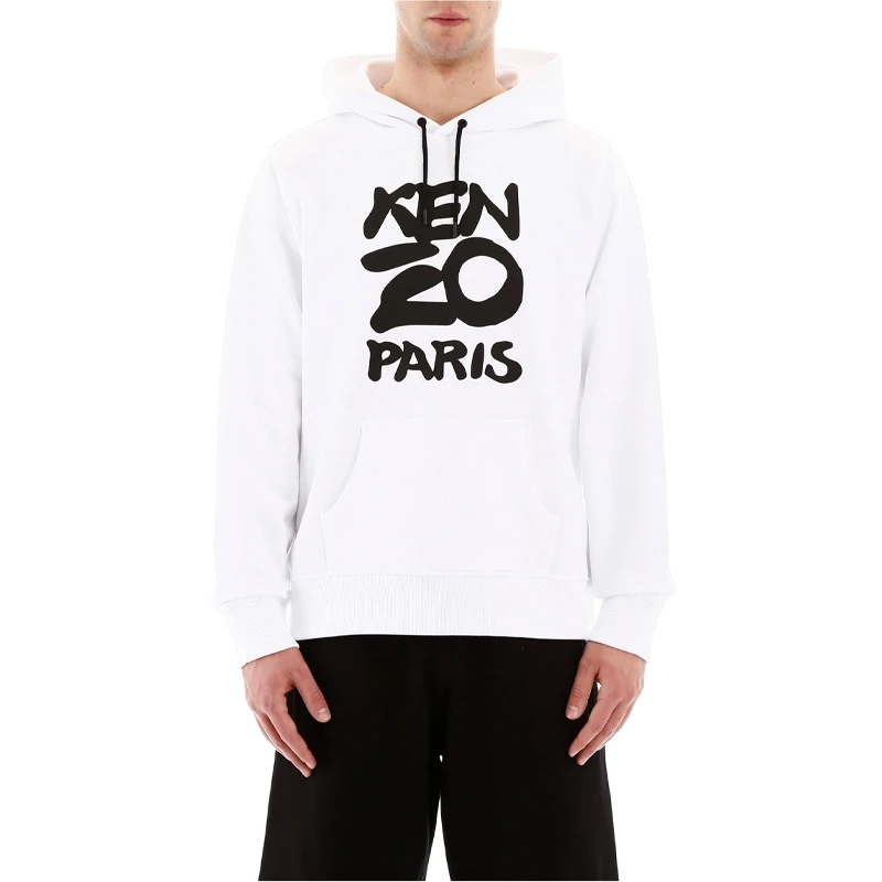 Kenzo 高田贤三 男士白色字母logo图案连帽卫衣 FA55SW1654ME-01 商品