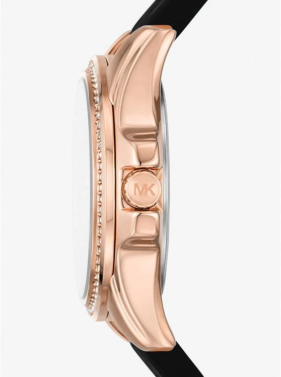 商品Michael Kors|Mini Pilot Pavé Rose Gold-Tone and Logo Silicone Watch,价格¥1044,第2张图片详细描述