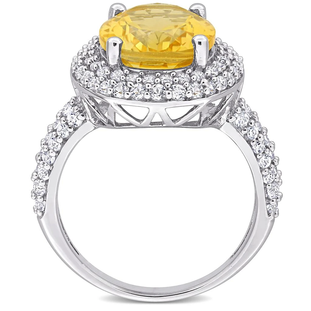 5 5/8ct TGW Oval-Cut Citrine and White Topaz Double Halo Ring in Sterling Silver 商品