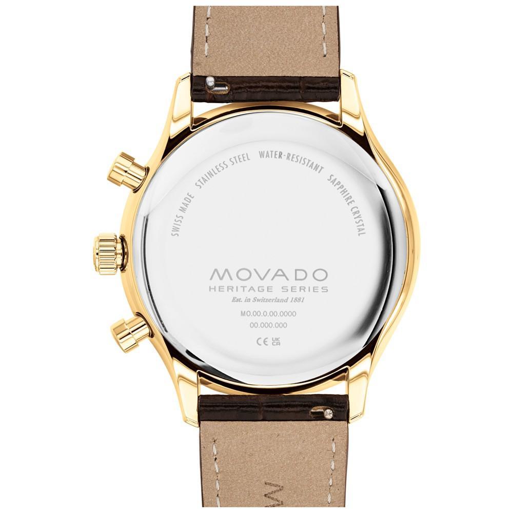 商品Movado|Men's Heritage Circa Swiss Quartz Chronograph Brown Genuine Leather Strap Watch 43mm,价格¥7442,第5张图片详细描述