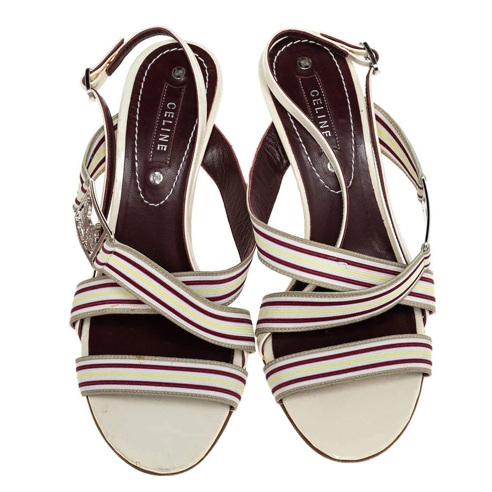 商品[二手商品] Celine|Celine Multicolor Leather Slingback Open Toe Sandals Size 37,价格¥1565,第3张图片详细描述