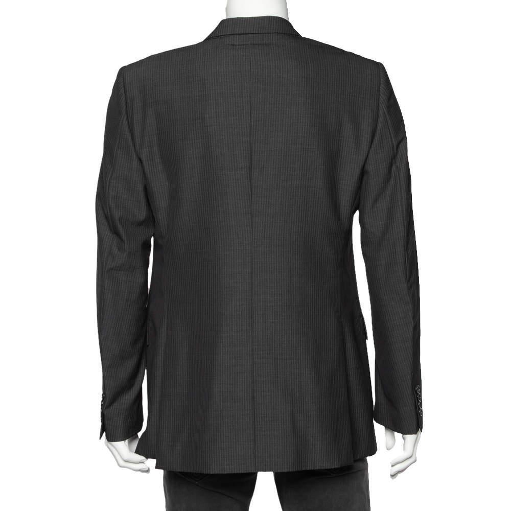 商品[二手商品] Burberry|Burberry Charcoal Grey Striped Wool Button Front Blazer XL,价格¥1014,第5张图片详细描述