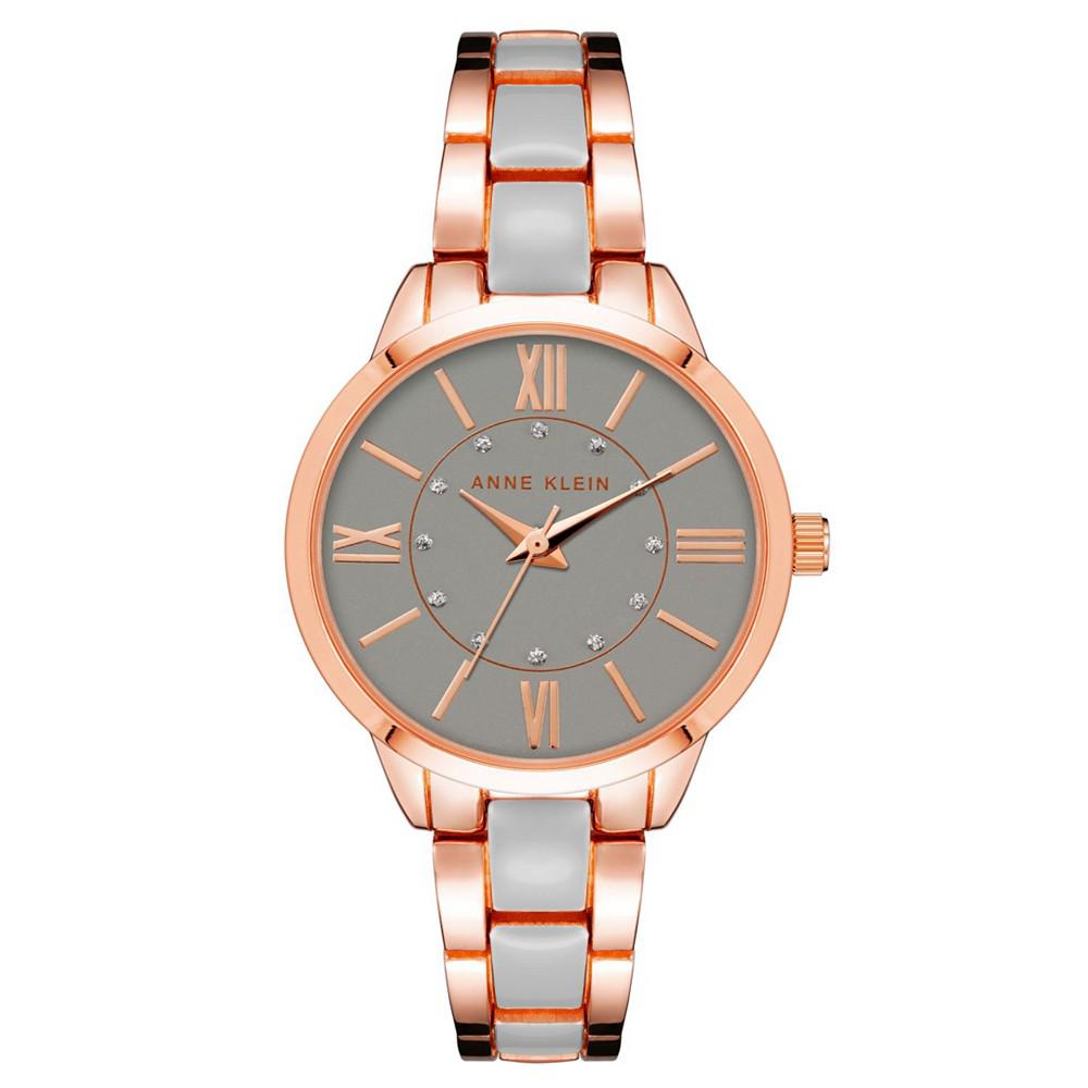 Women's Link Bracelet Watch in Rose Gold-Tone Metal with Gray Enamel, 32mm商品第1张图片规格展示