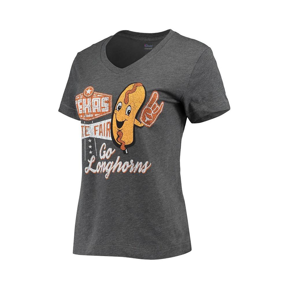 Women's Heathered Gray Texas Longhorns Red River Showdown Vintage-Like Fair V-Neck T-shirt商品第3张图片规格展示