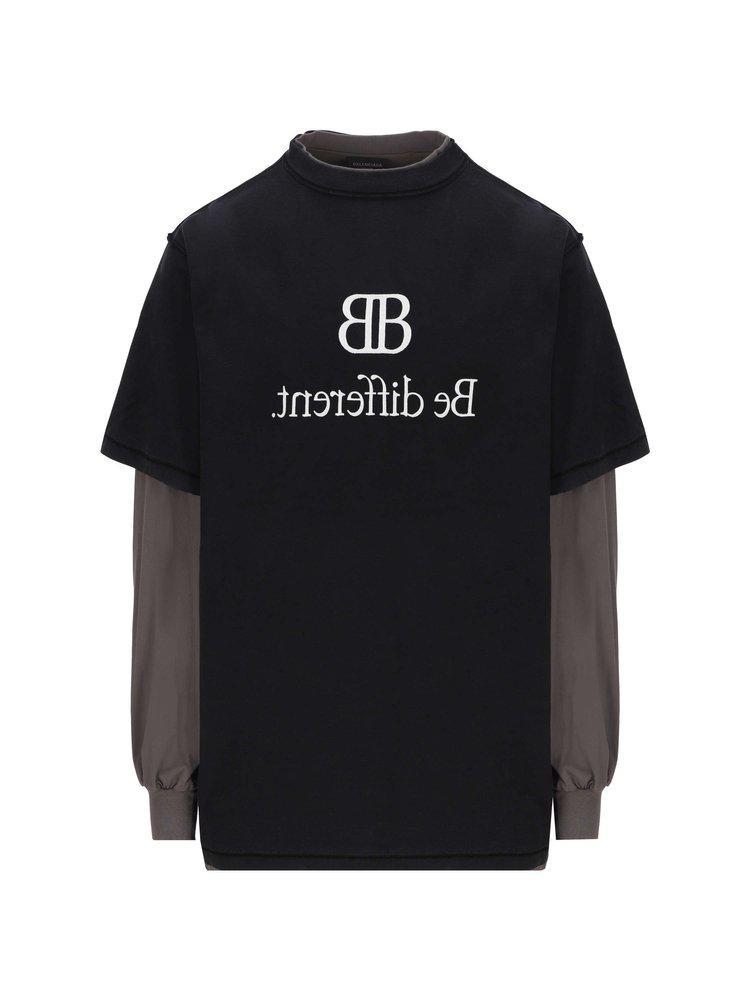 商品Balenciaga|Balenciaga Logo-Printed Two-Layered T-Shirt,价格¥4858,第1张图片
