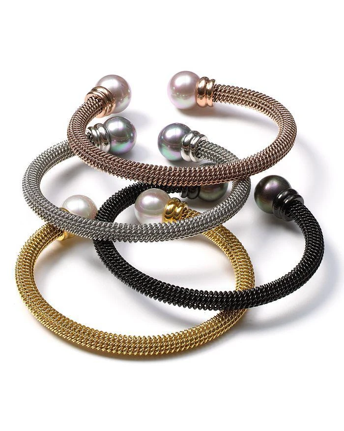 商品Majorica|珍珠开口手镯Stainless Steel and Gray Pearl Cuff,价格¥261,第2张图片详细描述