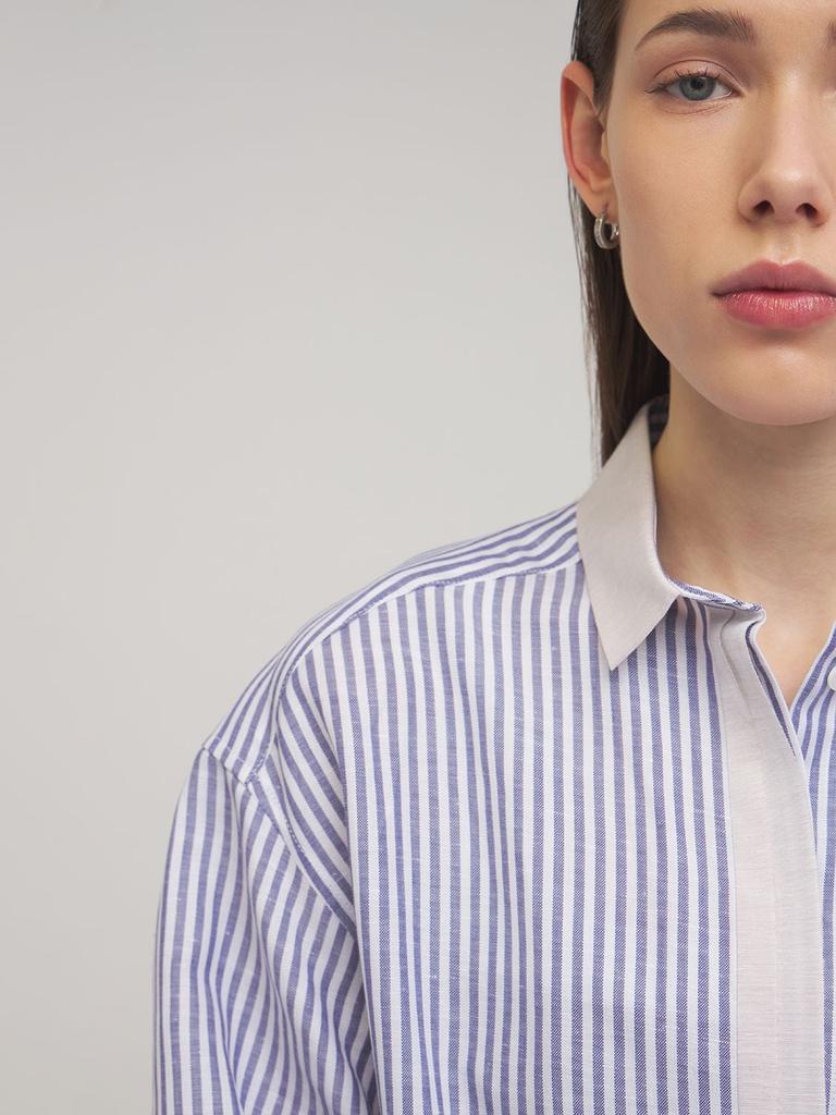 商品AGNONA|Cotton Blend Shirt Dress W/ Belt,价格¥4869,第4张图片详细描述