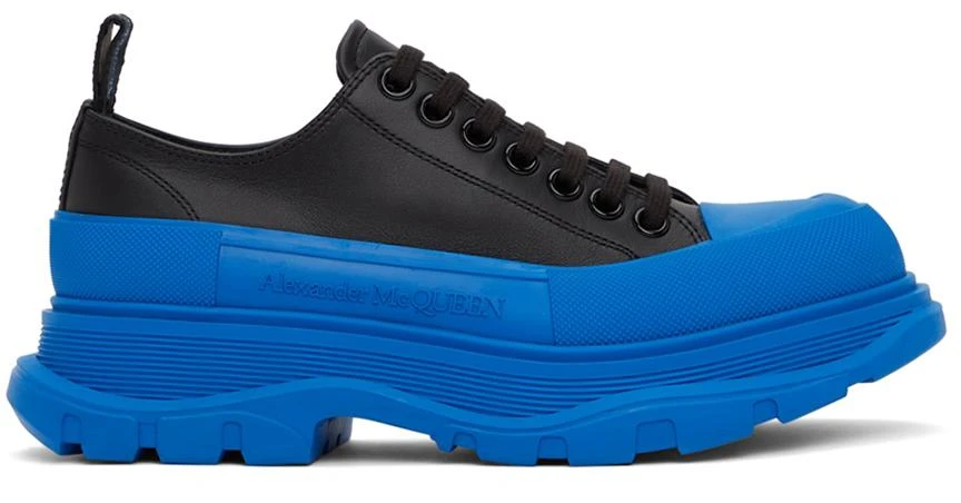 商品Alexander McQueen|Black & Blue Tread Slick Low Sneakers,价格¥2534,第1张图片