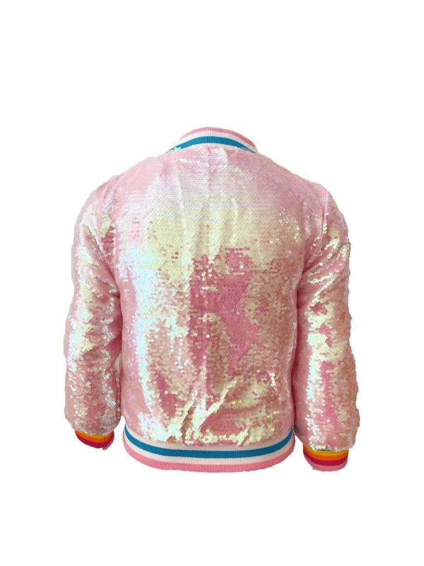 商品Lola + The Boys|Powder Puff Pink Sequin Bomber,价格¥663,第2张图片详细描述