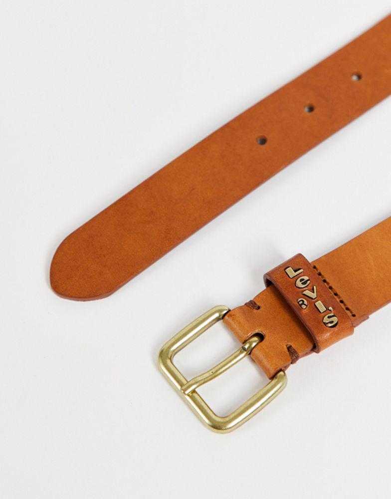 Levi's logo leather belt in brown商品第4张图片规格展示