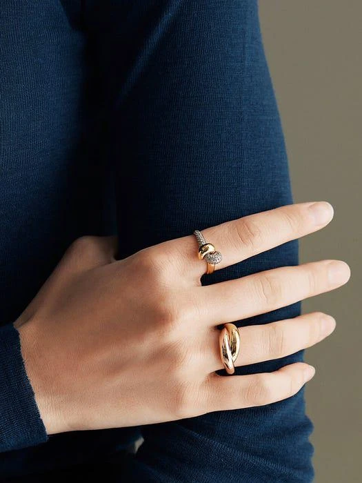 商品hyeres-lor|Etrev 14K Duet Combi Ring RG M HL2R09012C4,价格¥6014,第1张图片