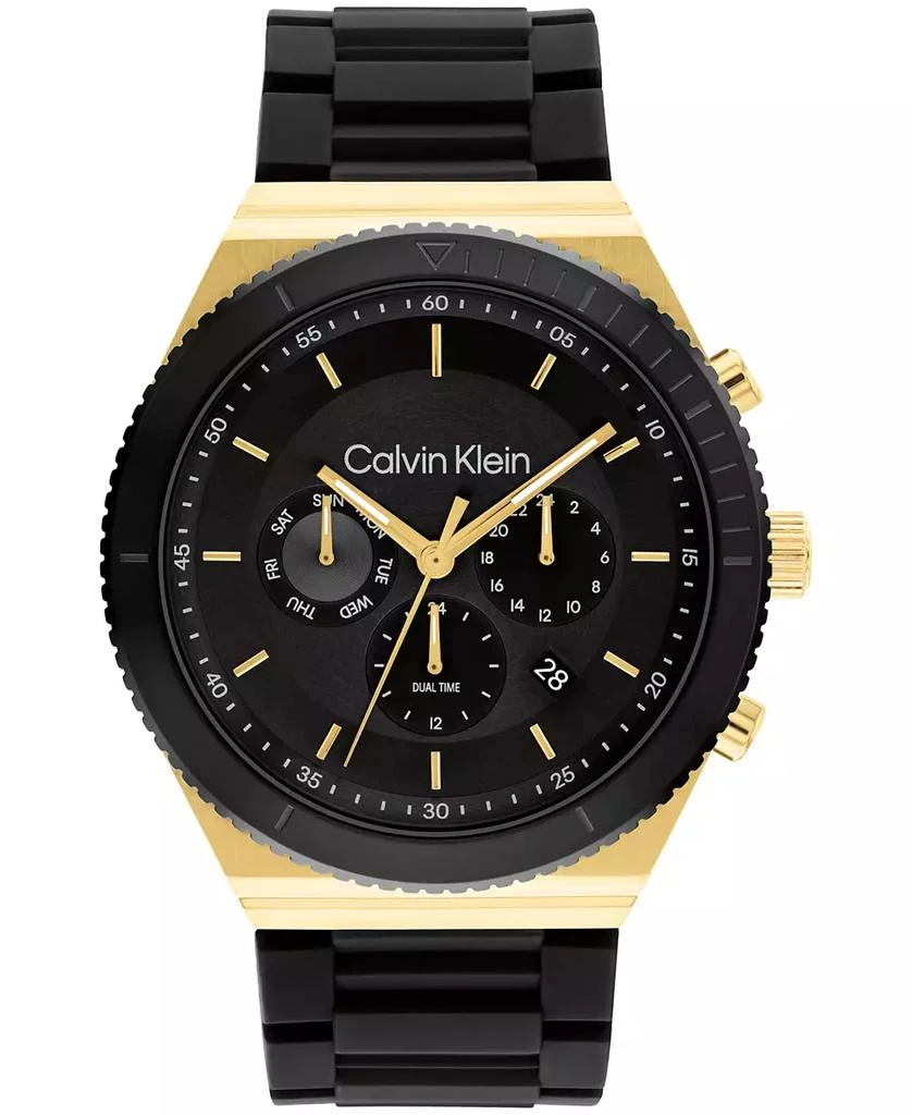 商品Calvin Klein|Men's Black Silicone Strap Watch 44.5mm,价格¥996,第1张图片