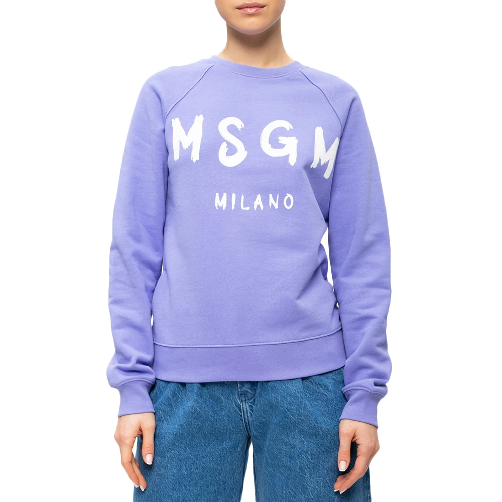 MSGM 女士紫色白色印花棉质卫衣 3041MDM89-217299-72 商品