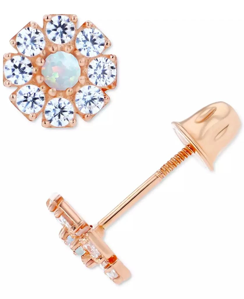 商品Macy's|Lab-Grown Opal (1/20 ct. t.w.) & Lab-Grown White Sapphire (1/2 ct. t.w.) Stud Earrings,价格¥300,第3张图片详细描述