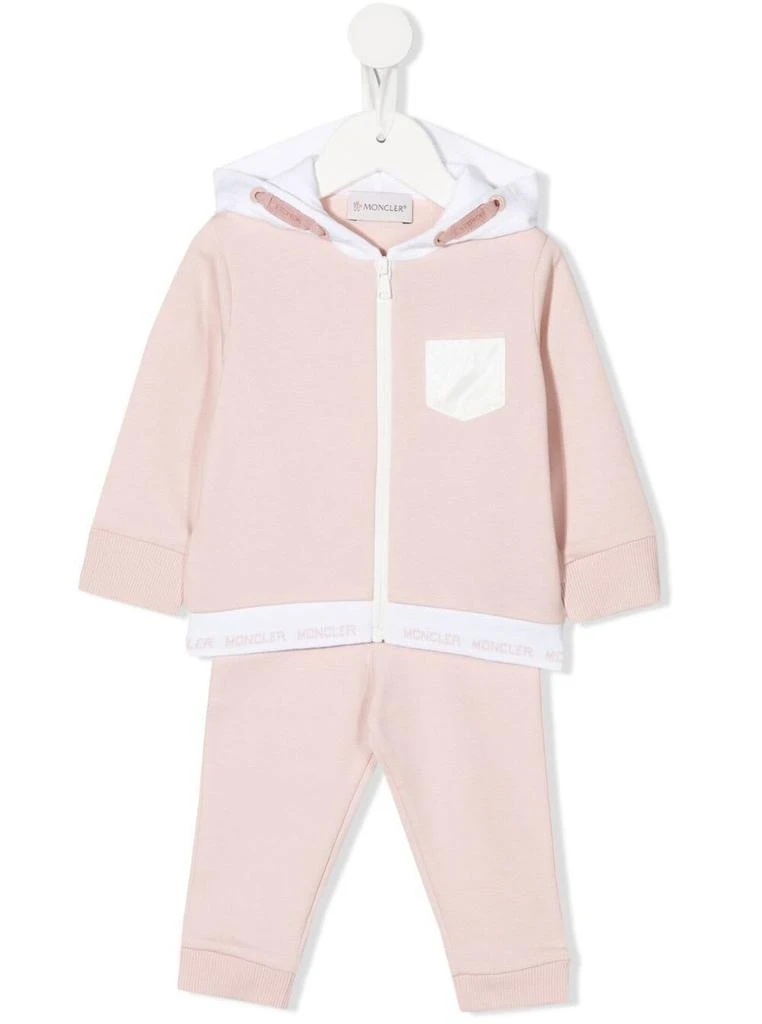商品Moncler|Kids Baby Girls Pink And White Cotton Coordinated Suit,价格¥1650,第1张图片