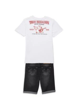 商品True Religion|Baby Boy's 2-Piece Logo Tee & Denim Shorts Set,价格¥159,第2张图片详细描述