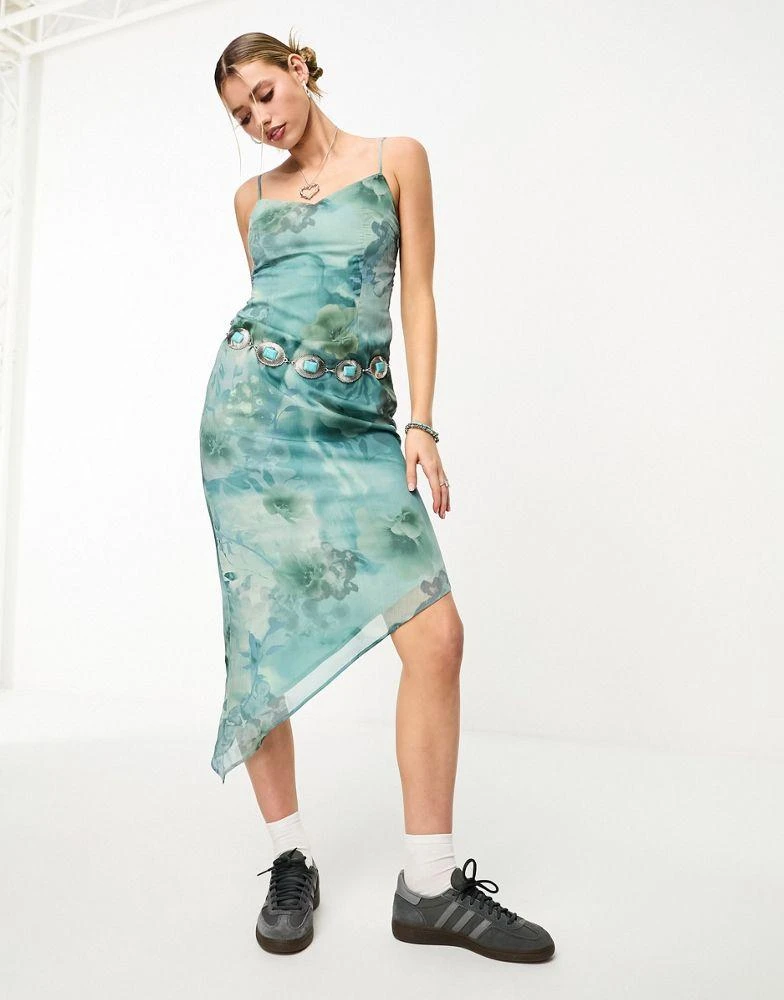 商品Motel|Motel watercolour floral camisole midaxi dress in blue,价格¥200,第1张图片