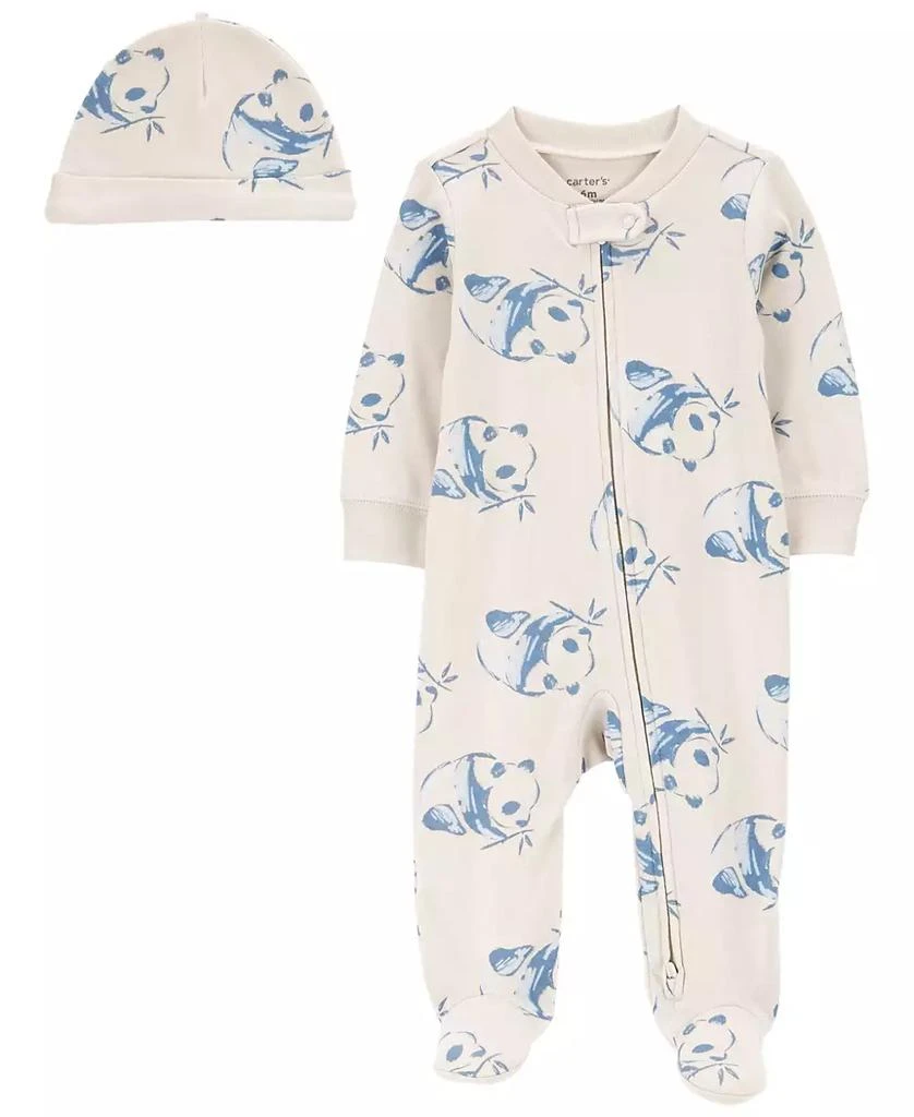 商品Carter's|Baby Boys or Baby Girls Panda Sleep and Play and Cap, 2 Piece Set,价格¥76,第1张图片