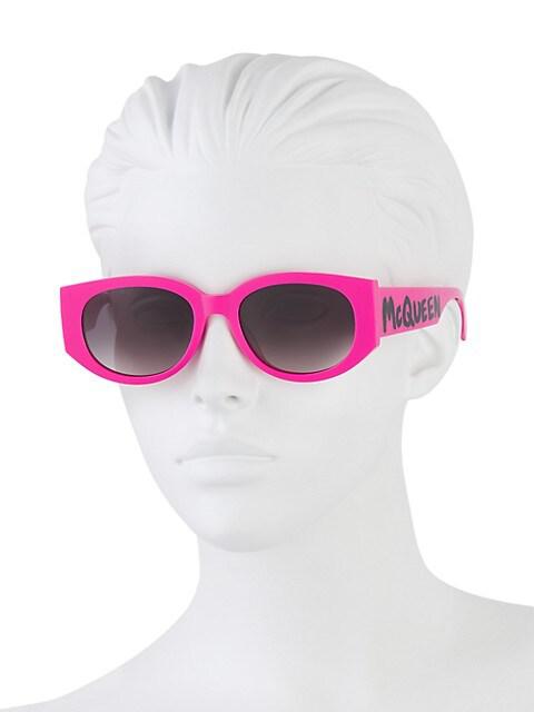 Graffiti 54MM Rectangular Acetate Sunglasses商品第4张图片规格展示