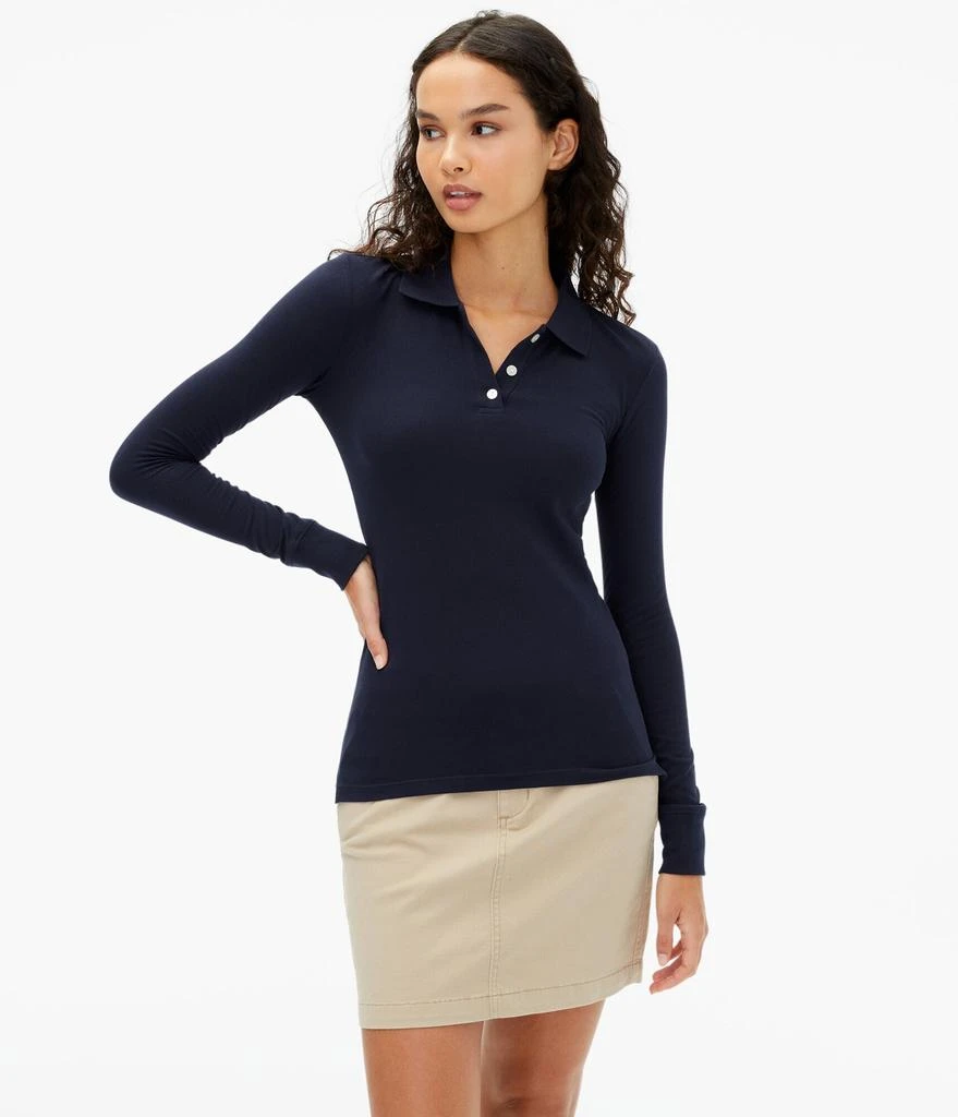 商品Aeropostale|Aeropostale Women's Long Sleeve Solid Uniform Pique Polo Red,价格¥121,第4张图片详细描述