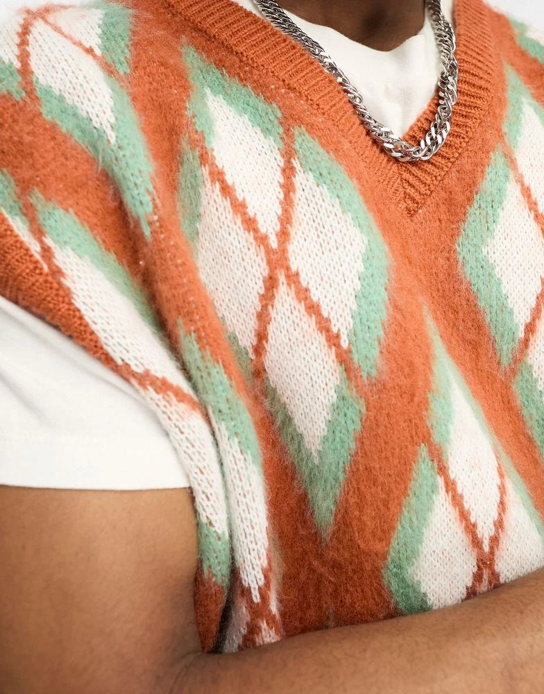 商品ASOS|ASOS DESIGN knitted tank with all over check print in beige,价格¥136,第3张图片详细描述