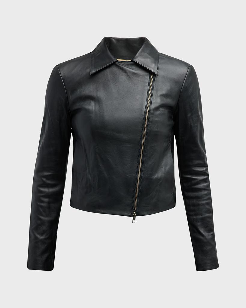 Leather Zip-Front Jacket商品第3张图片规格展示