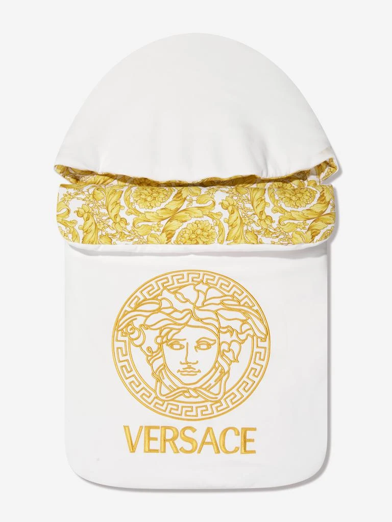 商品Versace|Versace Baby Barocco Logo Nest in White,价格¥1756,第1张图片