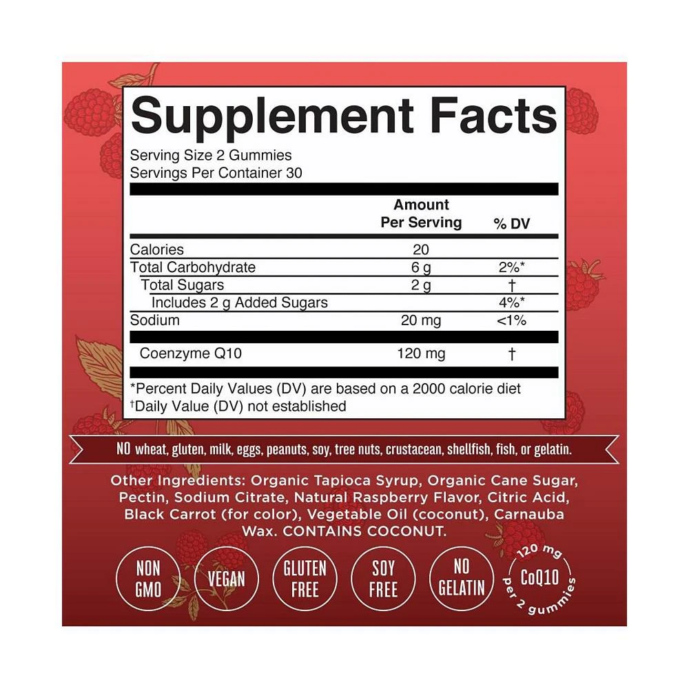 商品MaryRuth Organics|CoQ10 Gummies, Raspberry, 60ct,价格¥186,第3张图片详细描述