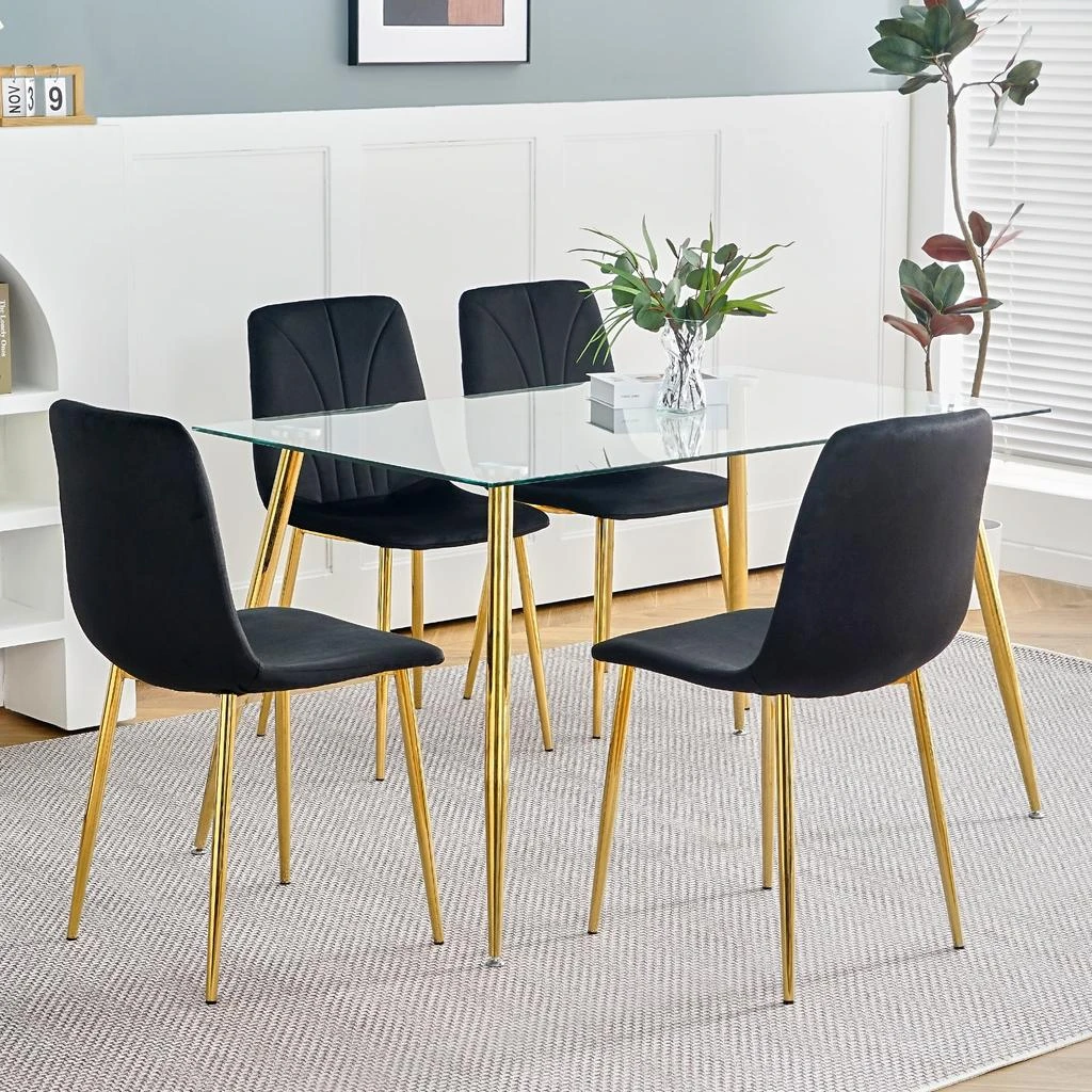 商品Streamdale Furniture|Streamdale Set of 4 Modern Black Dining Chairs,价格¥2670,第4张图片详细描述