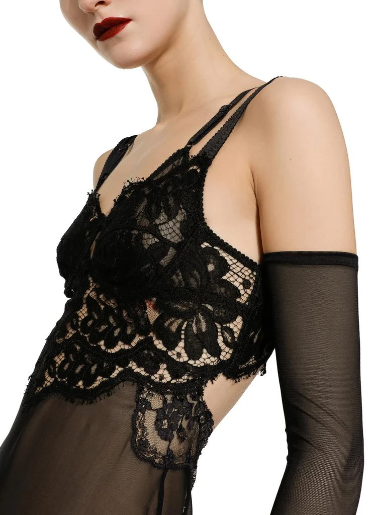 商品Dolce & Gabbana|带蕾丝胸衣的长款真丝雪纺连衣裙,价格¥44715,第4张图片详细描述