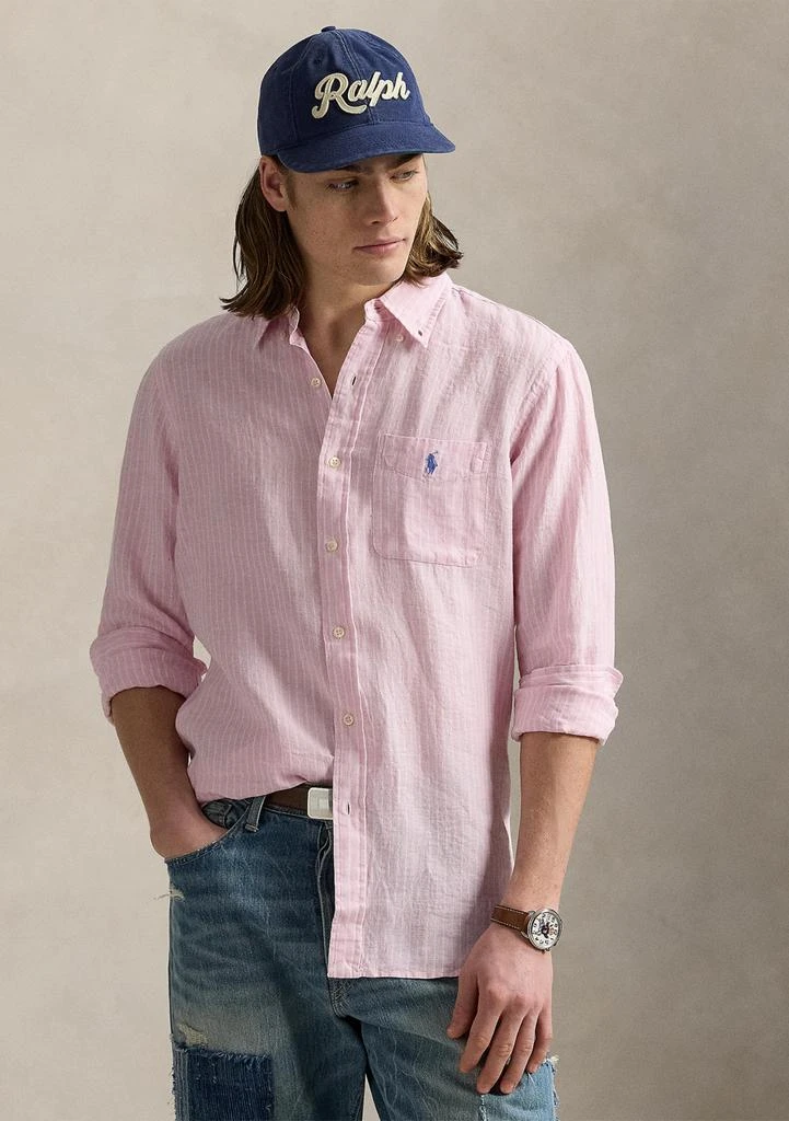 商品Ralph Lauren|男士 经典版型条纹亚麻衬衫,价格¥509,第1张图片