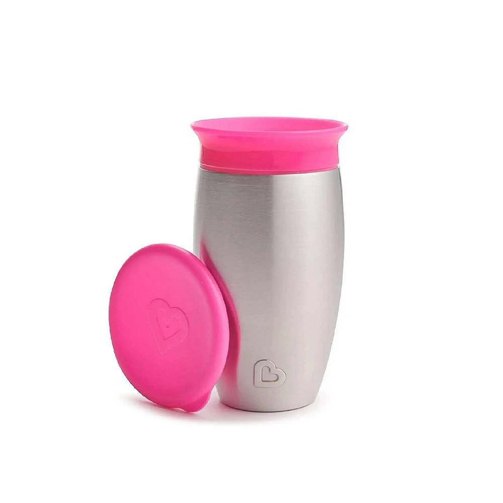 商品Munchkin|Miracle Stainless Steel 360 Sippy Cup, 10 oz, Pink,价格¥186,第1张图片