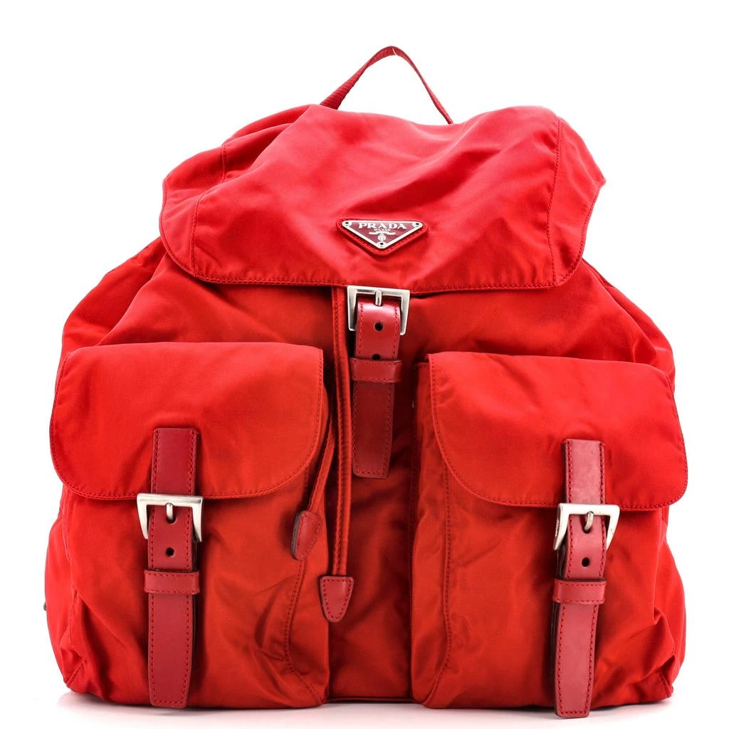 商品[二手商品] Prada|Vela Double Front Pocket Backpack Tessuto with Saffiano Leather Medium,价格¥8941,第1张图片