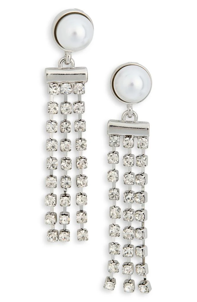 商品Nordstrom|Crystal & Faux Pearl Fringe Earrings,价格¥49,第1张图片