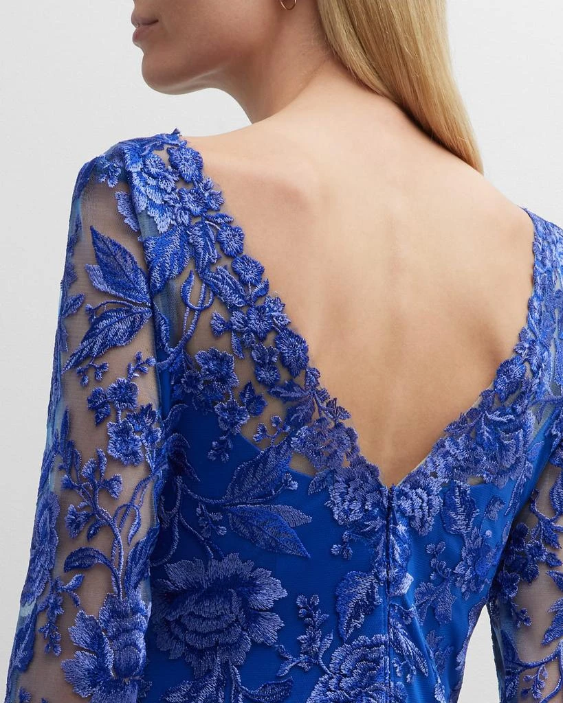 商品Tadashi Shoji|Floral-Embroidered Illusion Lace Gown,价格¥4253,第5张图片详细描述
