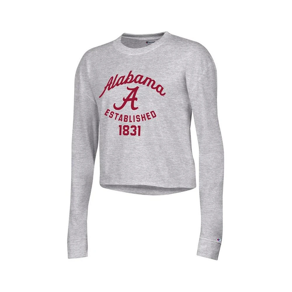商品CHAMPION|Women's Gray Alabama Crimson Tide Boyfriend Cropped Long Sleeve T-shirt,价格¥258,第3张图片详细描述