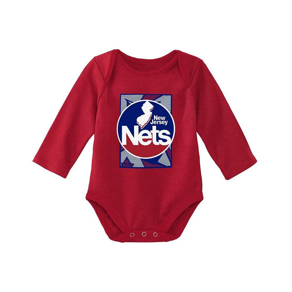 商品Mitchell & Ness|Infant Boys and Girls Blue, Red New Jersey Nets Hardwood Classics Bodysuits and Cuffed Knit Hat Set,价格¥301,第2张图片详细描述