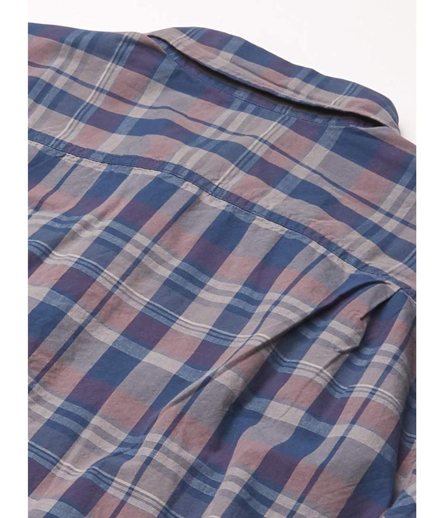 Men's Petite Relaxed Fit Cotton Long-Sleeve Plaid Shirt商品第2张图片规格展示