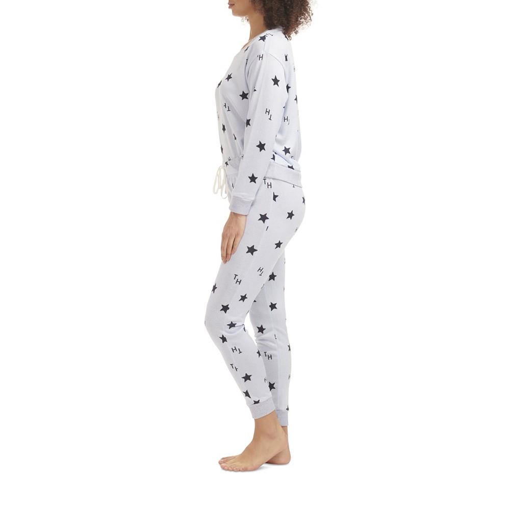 Women's Hacci Printed Pajama Pullover Pant Set商品第5张图片规格展示