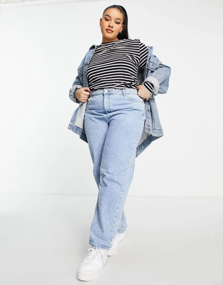 商品ASOS|ASOS DESIGN Curve long sleeve striped t-shirt in navy,价格¥139,第4张图片详细描述