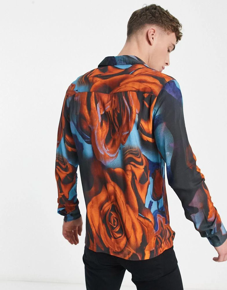商品ASOS|ASOS DESIGN revere shirt in rose floral print,价格¥151,第2张图片详细描述