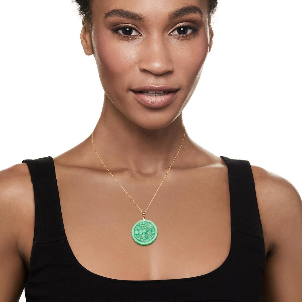 商品Ross-Simons|Ross-Simons Carved Jade Pendant Necklace in 14kt Yellow Gold,价格¥1512,第2张图片详细描述