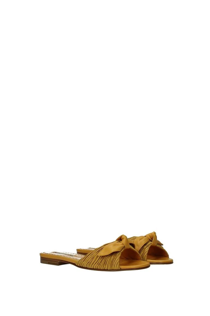 商品Manolo Blahnik|Slippers and clogs notamu Leather Gold Gold,价格¥2421,第2张图片详细描述